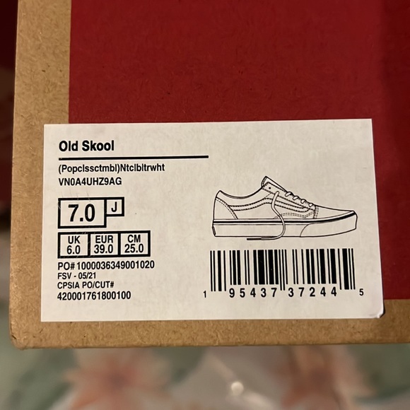 NIB Vans Old Skool Pop Classic White Blue Skater Shoe Leather - Picture 10 of 10